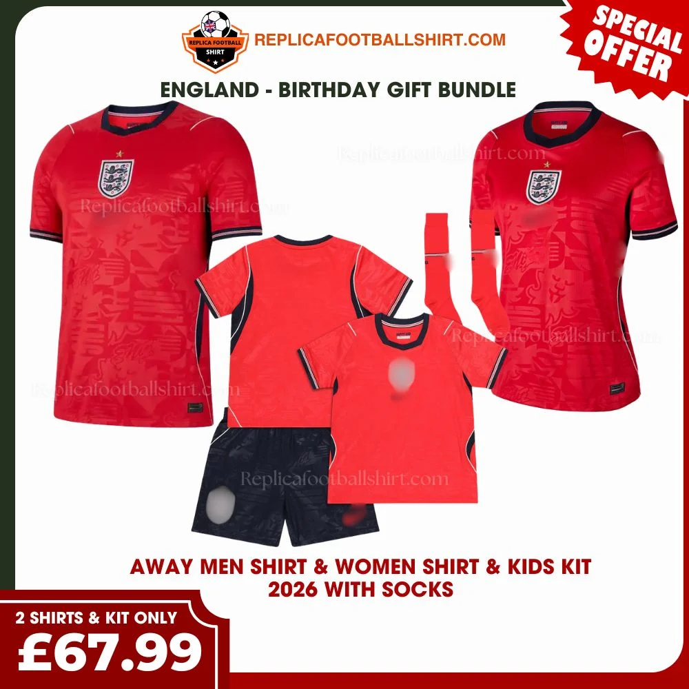 England World Cup 2026 Gift Bundle – Away Men Shirt, Women Shirt & Kids Football Kit