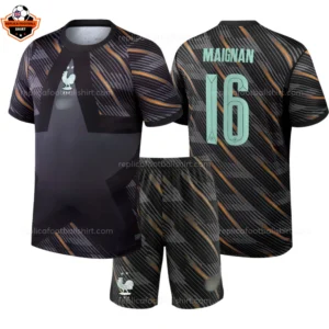 France World Cup 2026 MAIGNAN 16 Black Goalkeeper Kid Replica Football Kit