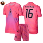 France World Cup 2026 MAIGNAN 16 Pink Goalkeeper Kid Replica Football Kit