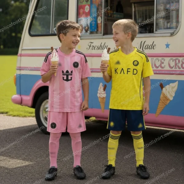 Inter Miami and Al Nassr FC 2025/26 Gift Bundle – Home Fan-Version Kids Football Kits (With Socks)