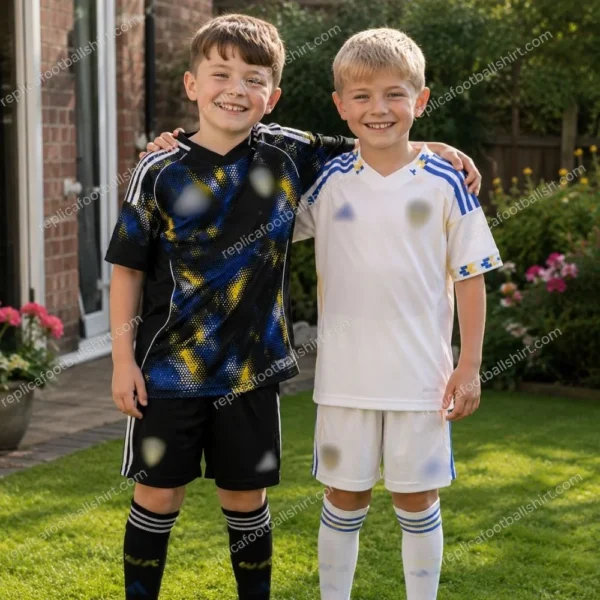 Leeds United 2025/26 Gift Bundle – Home and Third Fan-Version Kids Football Kits (With Socks)