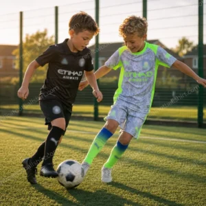 Manchester City 2025/26 Gift Bundle – Away and Third Fan-Version Kids Football Kits (With Socks) - details (1)