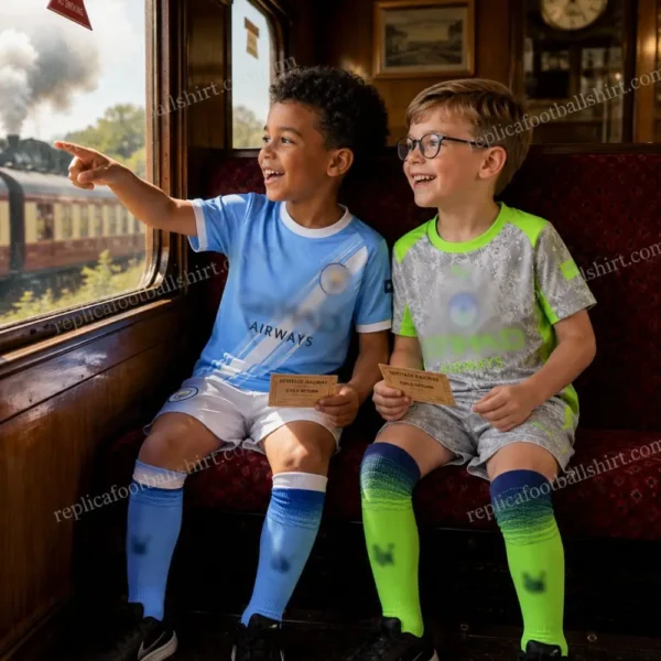 Manchester City 2025/26 Gift Bundle – Home and Third Fan-Version Kids Football Kits (With Socks)