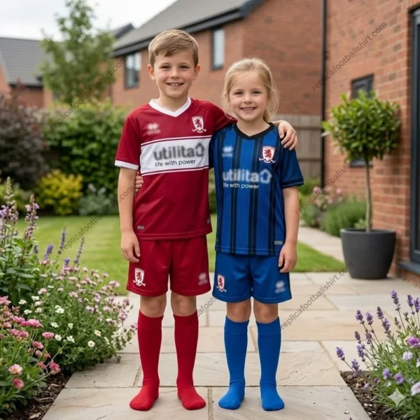 Middlesbrough 2025/26 Gift Bundle – Home and Away Fan-Version Kids Football Kits (With Socks)