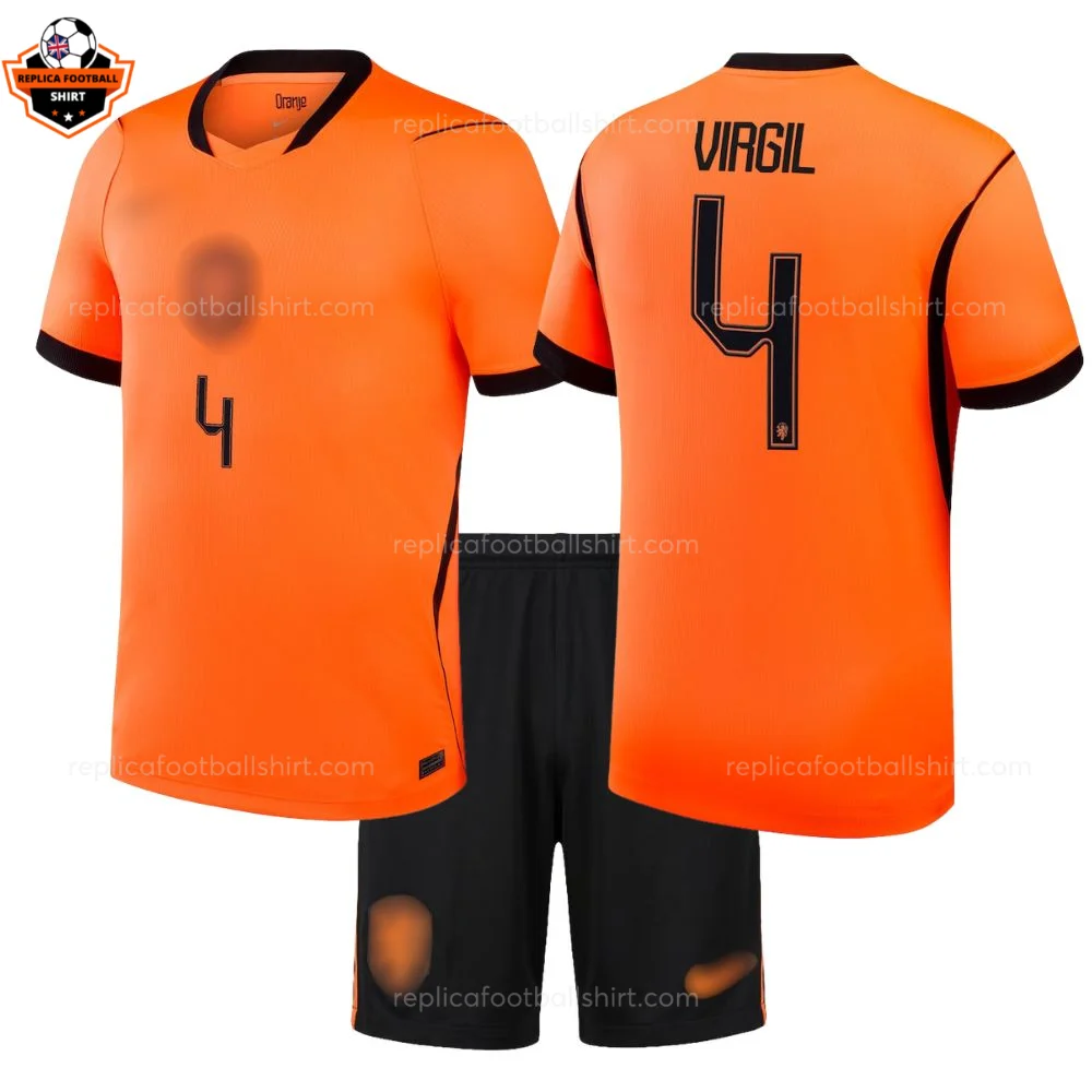 Netherlands World Cup 2026 VIRGIL 4 Home Kid Replica Football Kit