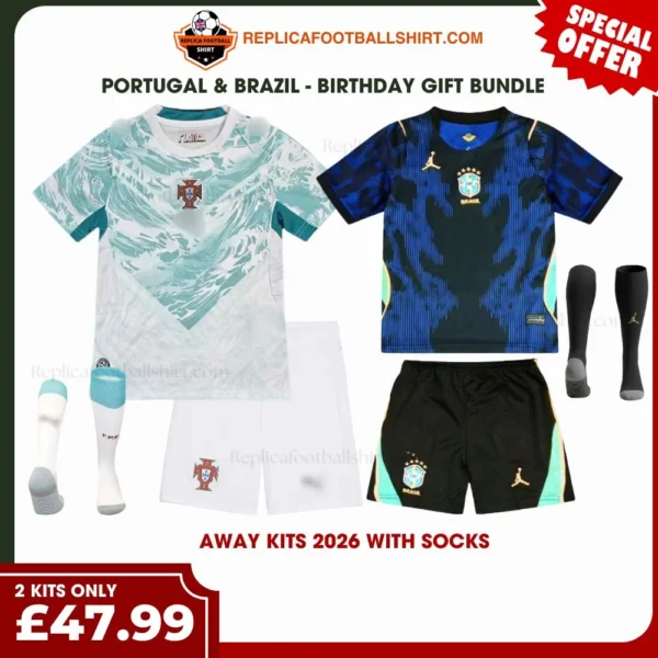 Portugal & Brazil World Cup 2026 Gift Bundle – Away Kids Football Kit