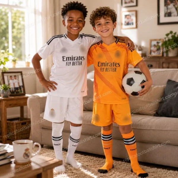 Real Madrid 2024/25 Gift Bundle – Home and Away Fan-Version Kids Football Kits