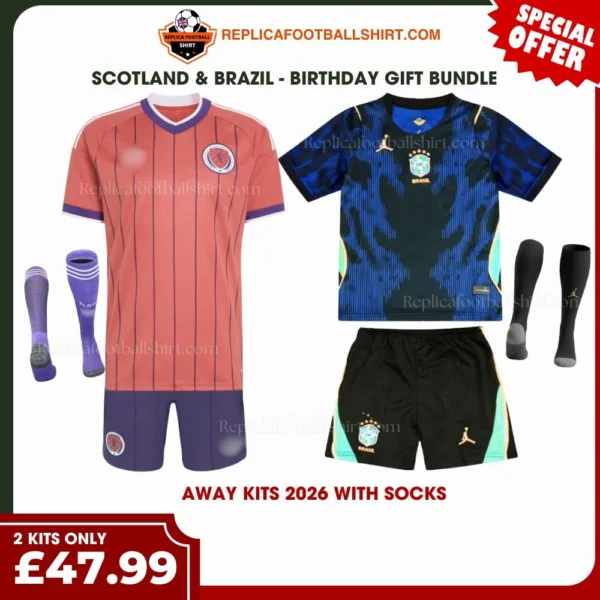 Scotland & Brazil World Cup 2026 Gift Bundle – Away Kids Football Kit