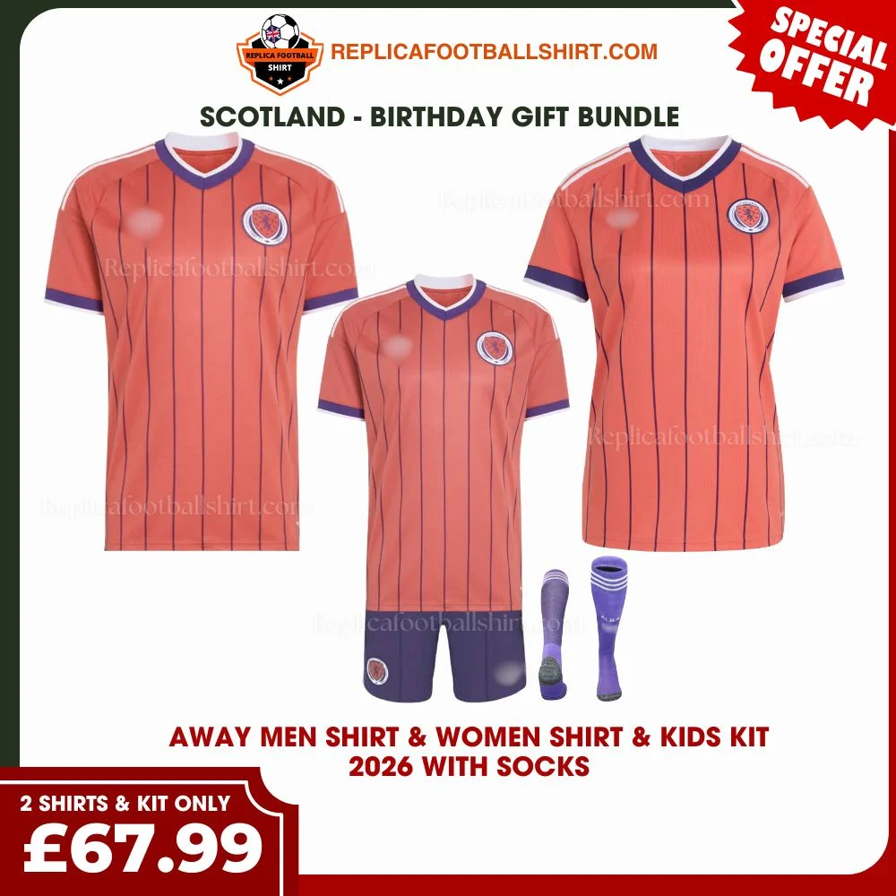 Scotland World Cup 2026 Gift Bundle – Away Men Shirt, Women Shirt & Kids Football Kit