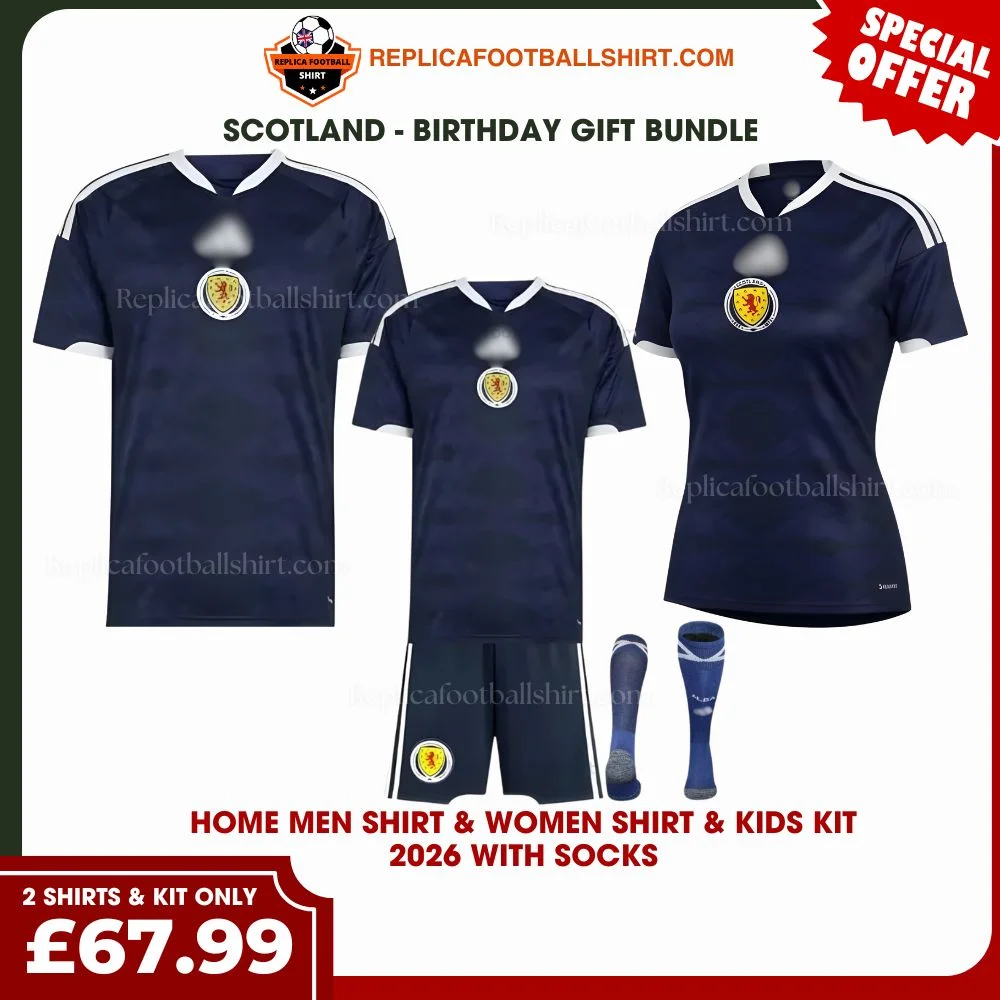 Scotland World Cup 2026 Gift Bundle – Home Men Shirt, Women Shirt & Kids Football Kit