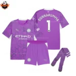 Manchester City DONNARUMMA 1 Purple Goalkeeper Kid Replica Football Kit 2026/27
