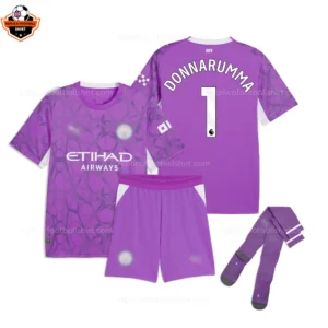 Manchester City DONNARUMMA 1 Purple Goalkeeper Kid Replica Football Kit 2026/27