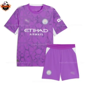 Manchester City DONNARUMMA 25 Purple Goalkeeper Kid Replica Football Kit 202627 (3)