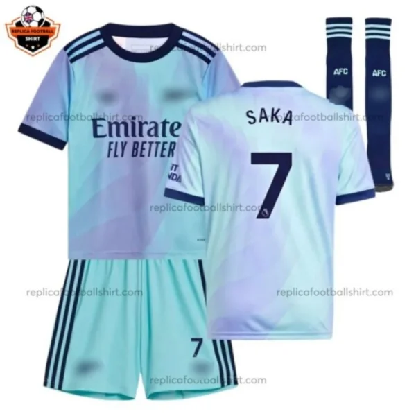 Arsenal Third Kid Replica Football Kit 2024/25 SAKA 7 Printed