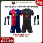Barcelona 2024/25 Gift Bundle – Home and Away Fan-Version Kids Football Kits (With Socks)