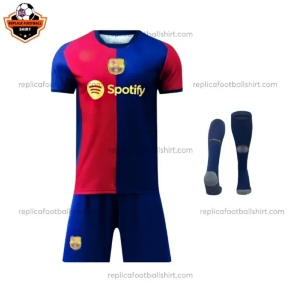 Barcelona 2024/25 Gift Bundle – Home and Away Fan-Version Kids Football Kits (With Socks)