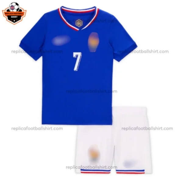 France Home Kid Replica Football Kit 2024 GRIEZMANN 7 Printed
