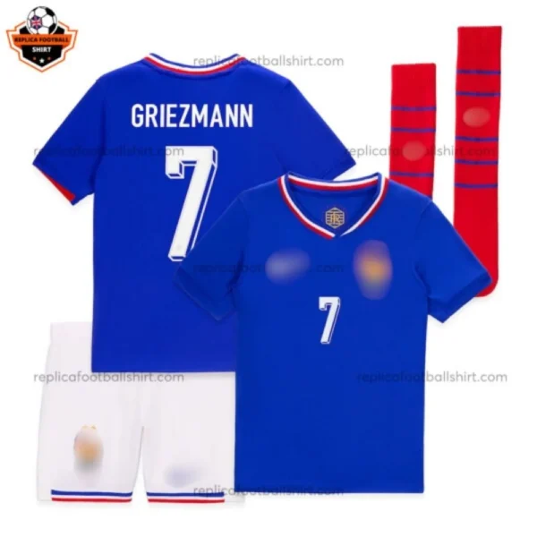 France Home Kid Replica Football Kit 2024 GRIEZMANN 7 Printed