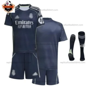 Real Madrid 2025/26 Gift Bundle – Away and Third Fan-Version Kids Football Kits (With Socks) - front away view
