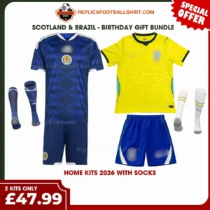 Scotland and Brazil World Cup 2026 Gift Bundle - Home Fan-Version Kids Football Kits