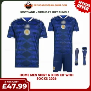 Scotland World Cup 2026 Gift Bundle - Home Dad Shirt and Son Kit Fan-Version