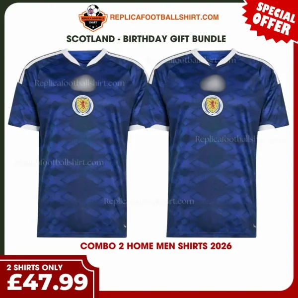Scotland World Cup 2026 Gift Bundle - 2 Home Fan-Version Men Football Shirts