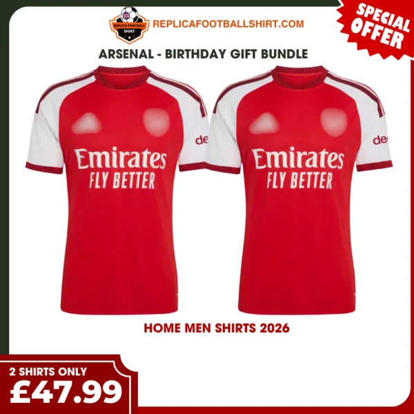Arsenal 2026/27 Gift Bundle - 2 Home Fan-Version Men Football Shirts