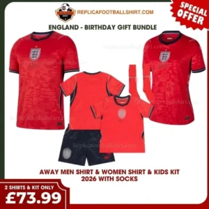England World Cup 2026 Gift Bundle - Away Dad and Mom Shirt and Son Kit Fan-Version