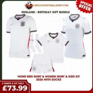 England World Cup 2026 Gift Bundle - Home Dad and Mom Shirt and Son Kit Fan-Version
