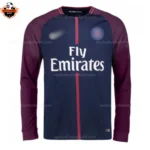 Retro Paris Saint Germain Home Men Replica Football Shirt 2017/18 Long Sleeve
