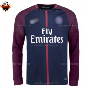 Retro Paris Saint Germain Home Men Replica Football Shirt 2017/18 Long Sleeve