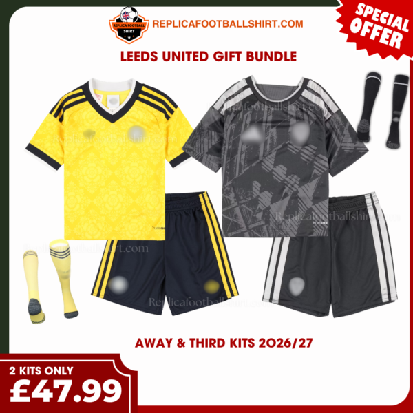 Leeds United 2026/27 Gift Bundle – Away and Third Fan-Version Kids Football Kits