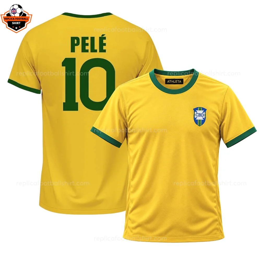 Retro Brazil Home Men Replica Football Shirt 1970 PELÉ 10