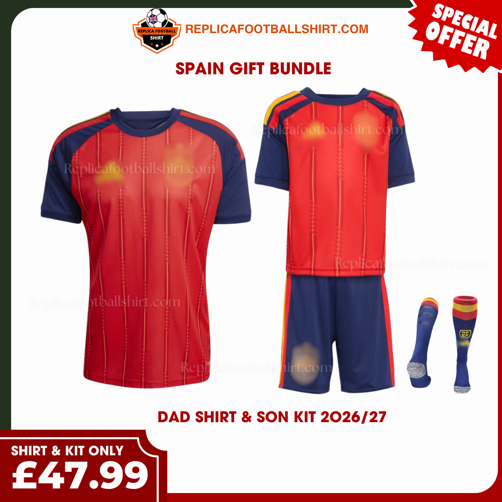 Spain World Cup 2026 Gift Bundle - Home Dad Shirt and Son Kit Fan-Version