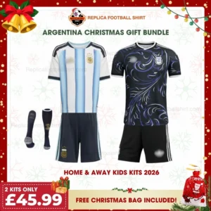 Argentina World Cup 2026 Gift Bundle – Home and Away Fan-Version Kids Football Kits