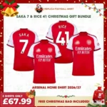 Arsenal 2026/27 Gift Bundle – Home Fan-Version Men Football Shirts – SAKA 7 and RICE 41