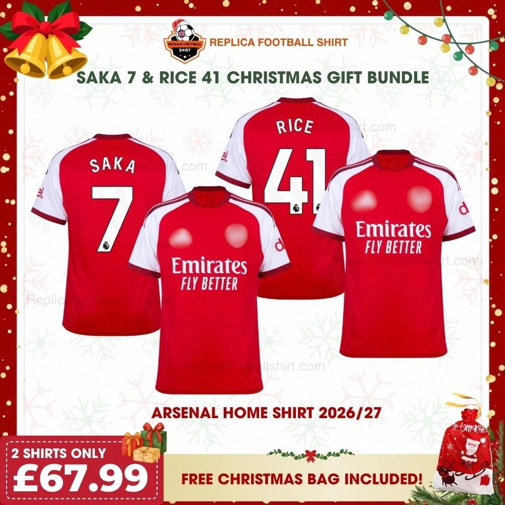 Arsenal 2026/27 Gift Bundle – Home Fan-Version Men Football Shirts – SAKA 7 and RICE 41