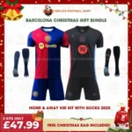 Barcelona 2024/25 Gift Bundle – Home and Away Fan-Version Kids Football Kits (With Socks)