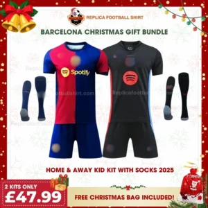 Barcelona 2024/25 Gift Bundle – Home and Away Fan-Version Kids Football Kits (With Socks)