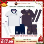 England 2024 Gift Bundle – Home and Away Fan-Version Kids Football Kits (With Socks)