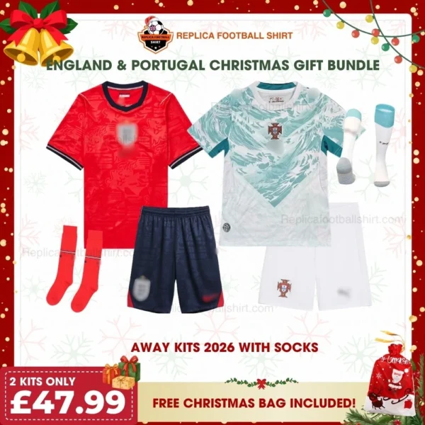 England and Portugal World Cup 2026 Gift Bundle - Away Fan-Version Kids Football Kits