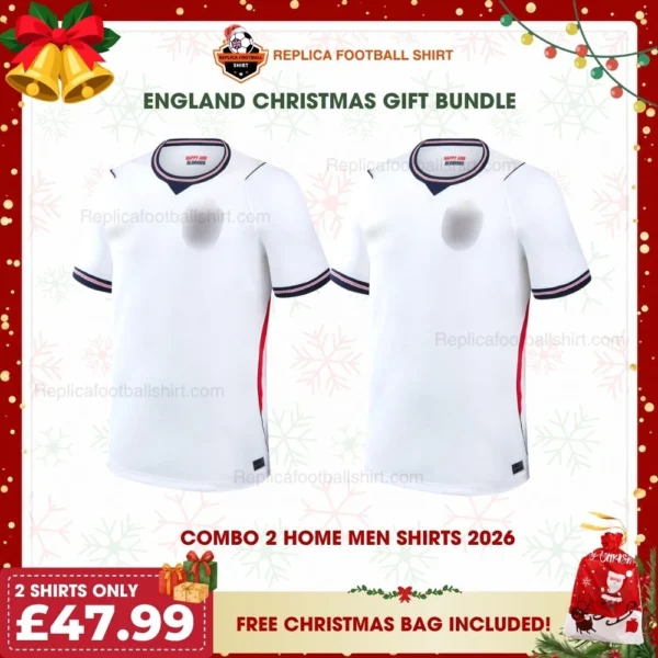 England World Cup 2026 Gift Bundle - 2 Home Fan-Version Men Football Shirts