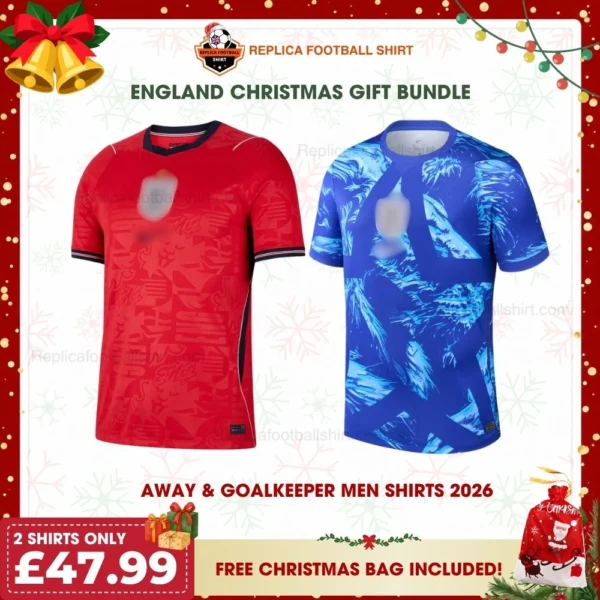 England World Cup 2026 Gift Bundle - Away and Goalkeeper Fan-Version Men Football Shirts