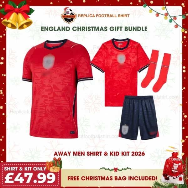 England World Cup 2026 Gift Bundle - Away Dad Shirt and Son Kit Fan-Version
