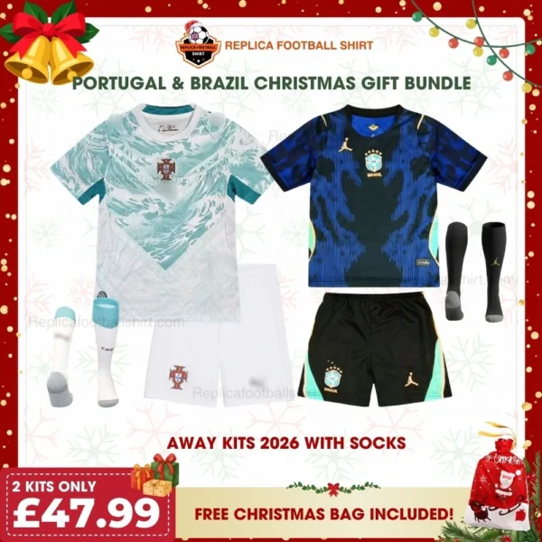 Portugal and Brazil World Cup 2026 Gift Bundle - Away Fan-Version Kids Football Kits
