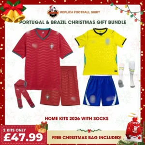 Portugal and Brazil World Cup 2026 Gift Bundle - Home Fan-Version Kids Football Kits