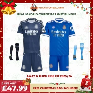 Real Madrid 2025/26 Gift Bundle – Away and Third Fan-Version Kids Football Kits (With Socks)