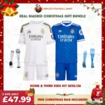 Real Madrid 2025/26 Gift Bundle – Home and Third Fan-Version Kids Football Kits (With Socks)