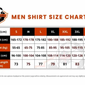 RFS Men Shirt Size Chart From S to 4XL