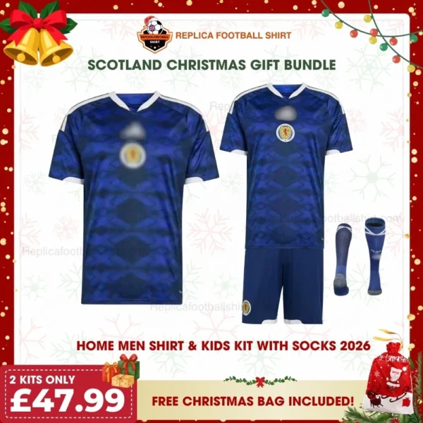 Scotland World Cup 2026 Gift Bundle - Home Dad Shirt and Son Kit Fan-Version